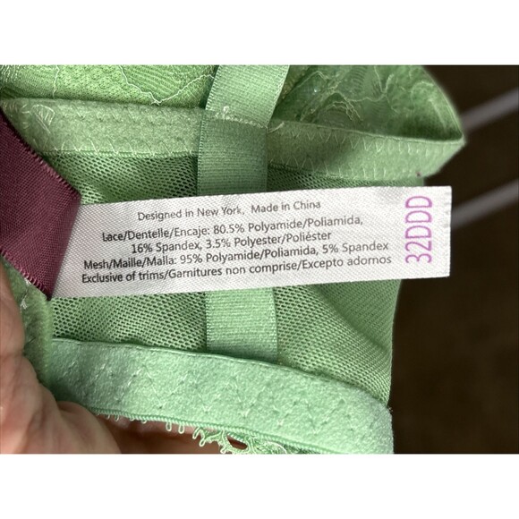 Adore Me Green Lace Bra 32DDD Padded Underwire sexy lingerie See thru Sheer - Picture 5 of 5